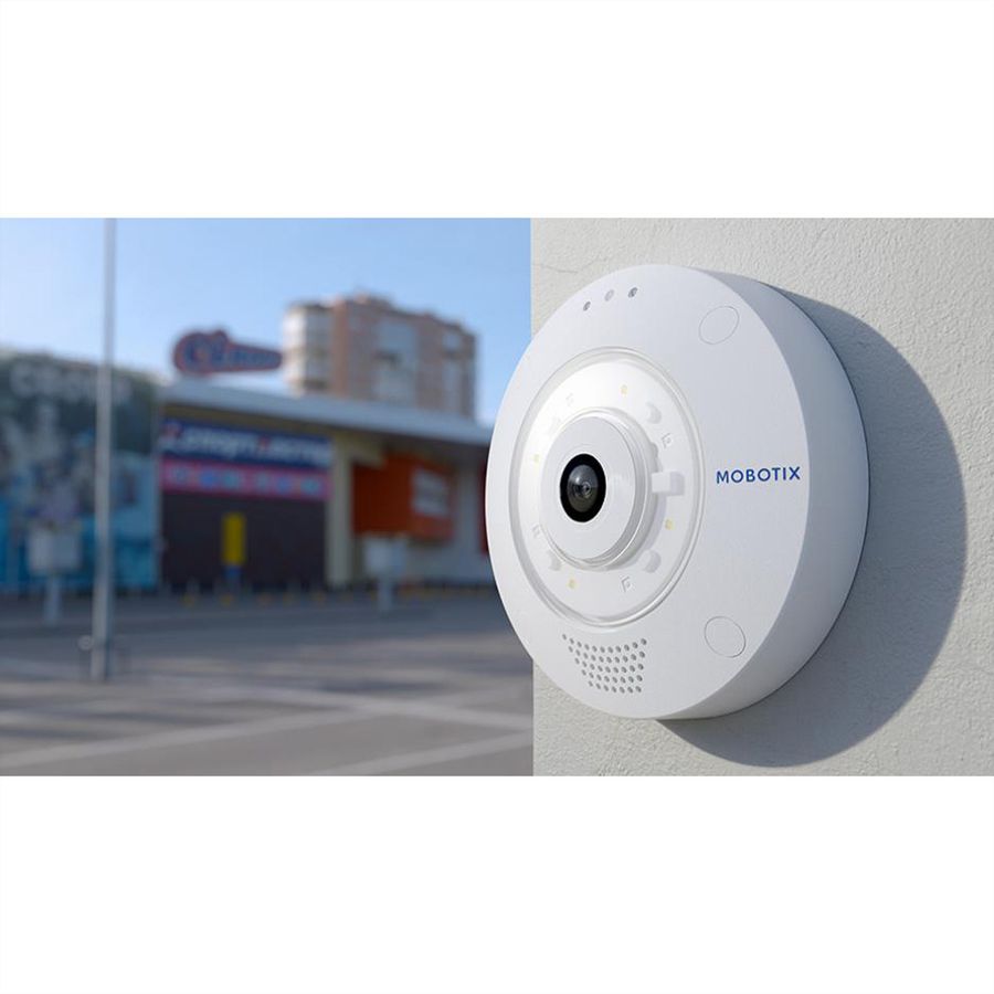 Mobotix Q71B Caméra Fisheye 12 MP, 180°/360°, blanc lumière & IR-LED à 15m
