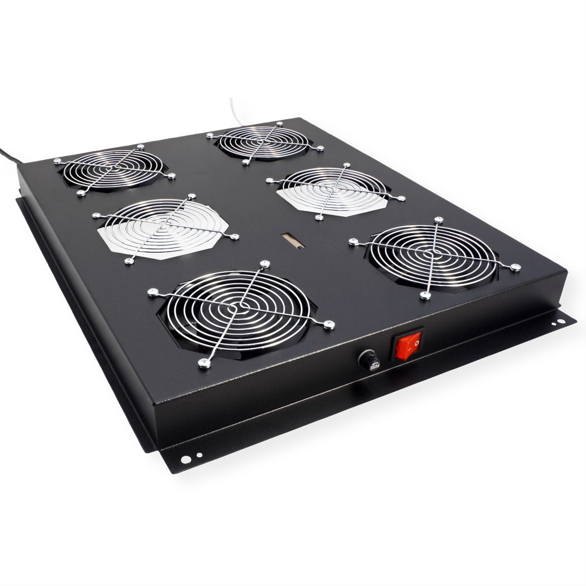 ROLINE 19" Unité de ventilation de toit, 4 ventilateurs, Thermostat pour baie serveur, noire