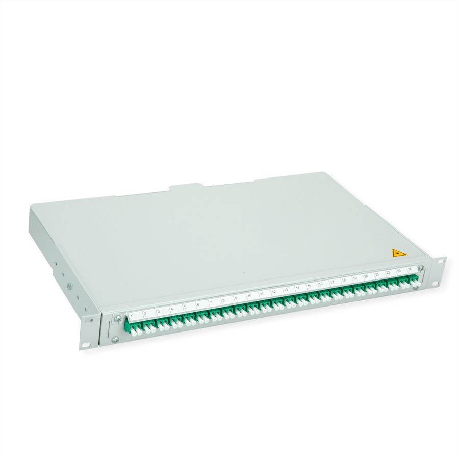 TELEGÄRTNER BASIS V Panneau fibre optique avec coupleurs & Pigtails , 24x LC Duplex, vert, OS2 APC