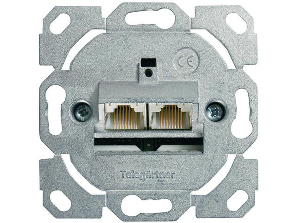 TELEGÄRTNER Embase AMJ45 sans plaque centrale 2xRJ45 Cat.5e (Classe D)