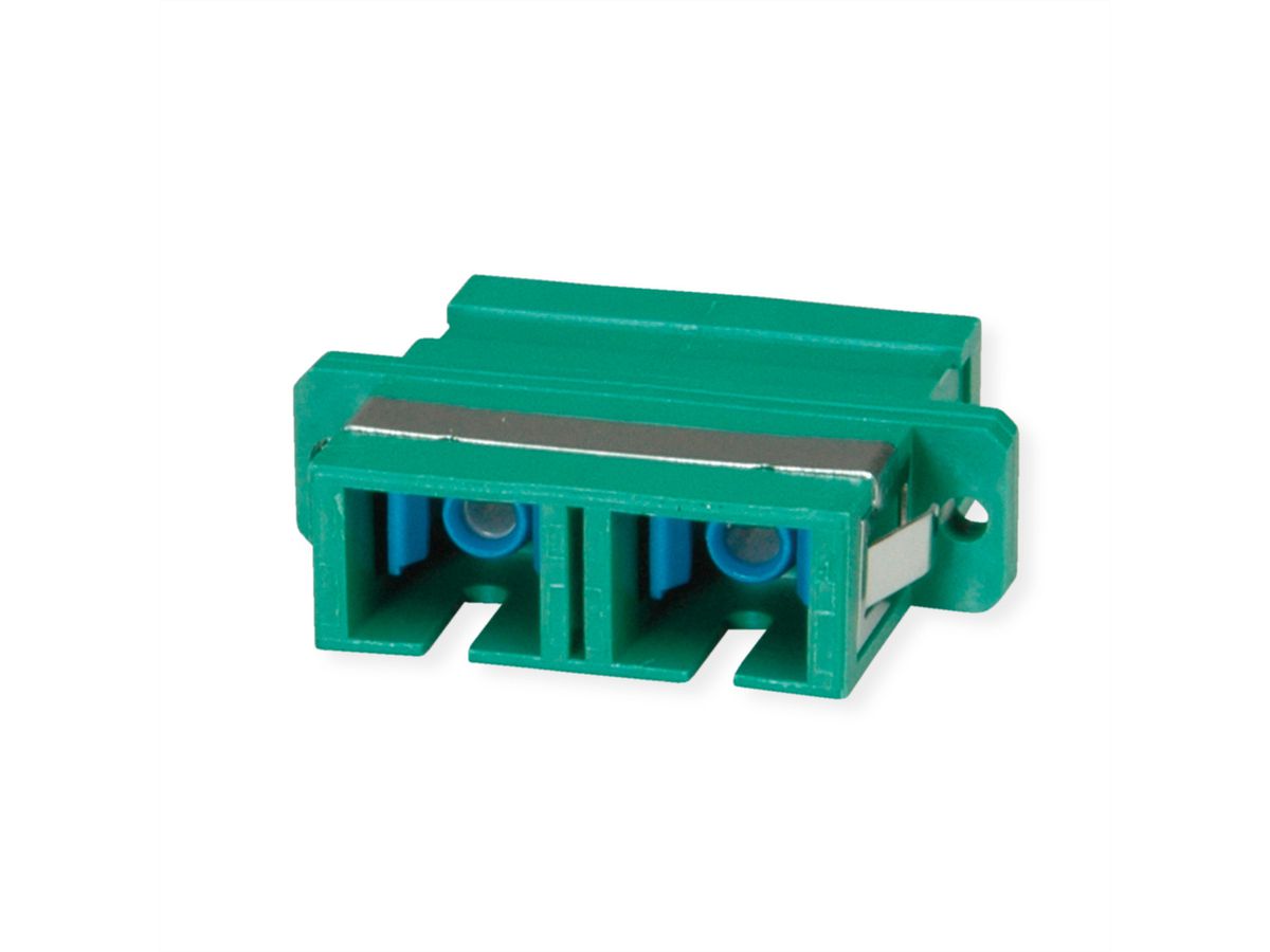 TELEGÄRTNER  Coupleur SC/APC Duplex, Singlemode, Manchon en céramique, boîtier en plastique, vert