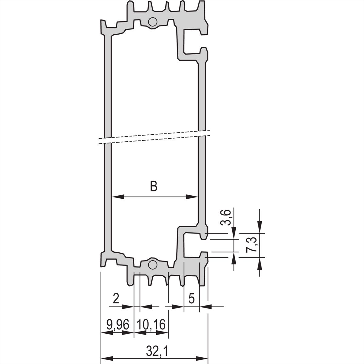 SCHROFF HF Châssis type unité enfichable, 7 HP, pour circuit imprimé de 220 mm de profondeur