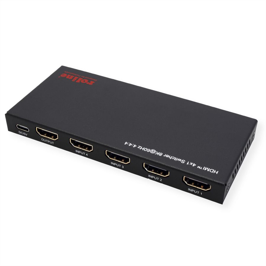 ROLINE Commutateur HDMI, 8K, 4 ports, avec télécommande IR