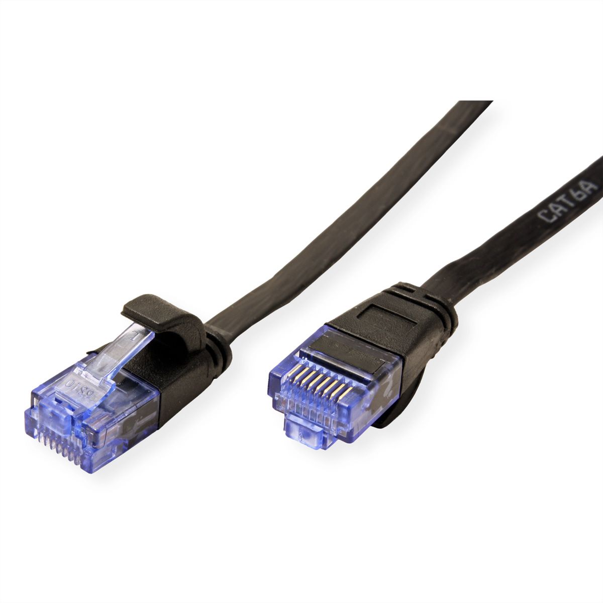 Cordon VALUE Cat.6A (Classe EA) UTP confectionné, plat, noir, 2 m