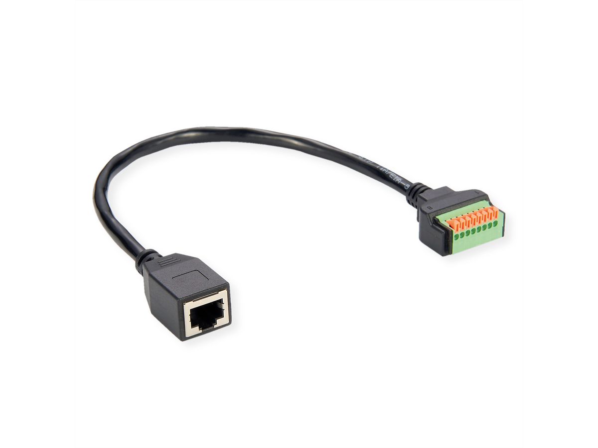 ROLINE Câble adaptateur RJ45 femelle vers bloc terminal, 15 cm