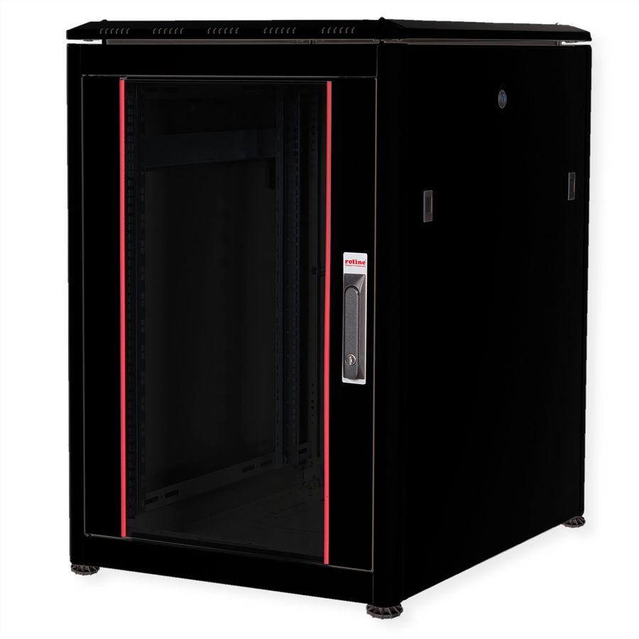 ROLINE 19" Baie réseau Pro 16U, 600x800 LxP Porte verre noir