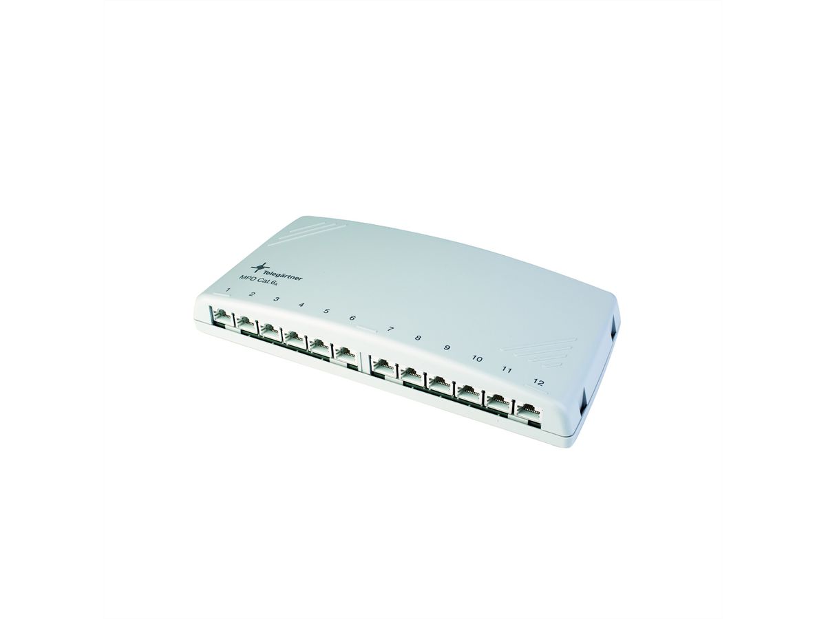 TELEGÄRTNER Mini distributeur MPD12-HS K, blindé, Cat.6A (norme selon ISO/IEC) blanc alpin