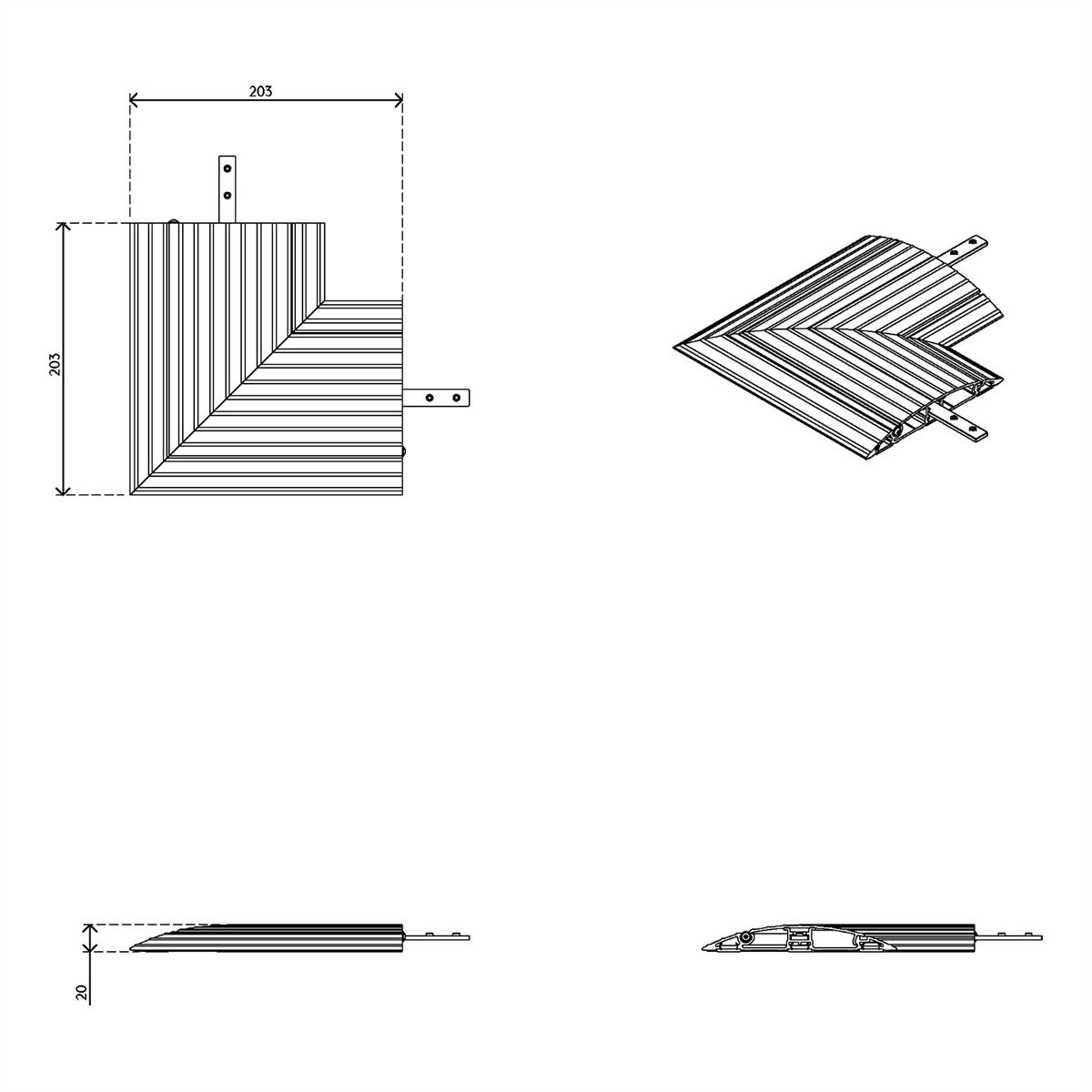 DATAFLEX Addit protège-câbles, connexion d'angle 482, argent