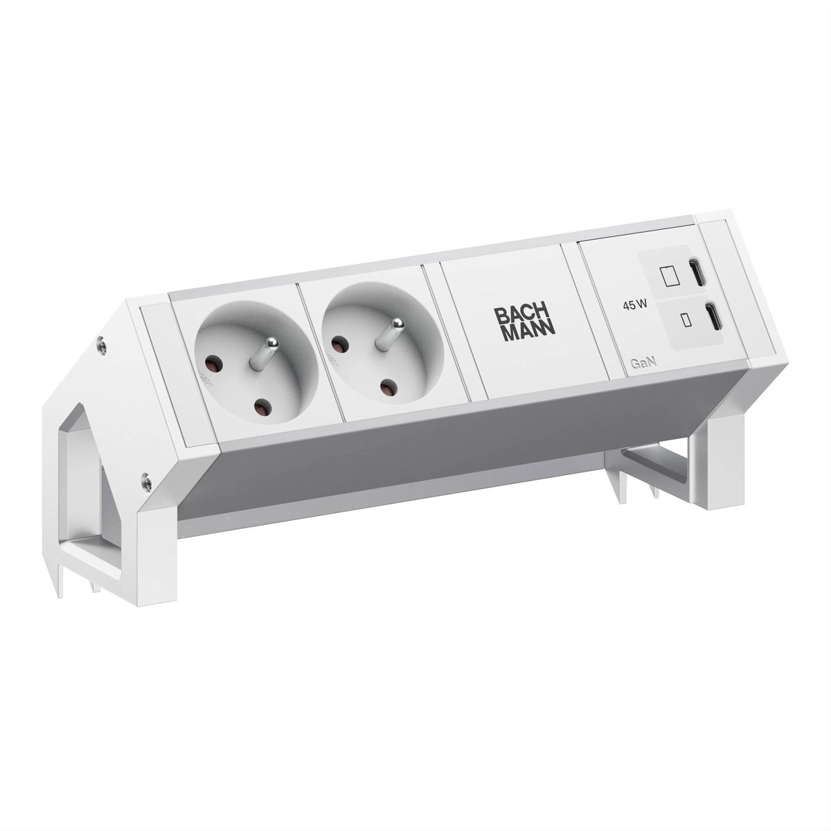 BACHMANN DESK2 ALU WHITE 2xUTE, 1xUSB C/C 45W L=0,2m RAL9010