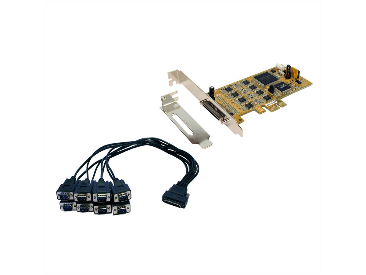 EXSYS EX-45368 Carte PCIe 8x série avec cache LP et câble octopus