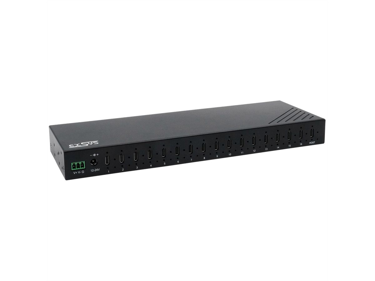 EXSYS EX-12276HMS HUB métallique 16 ports USB 3.2 Gen 2, 16x USB type C