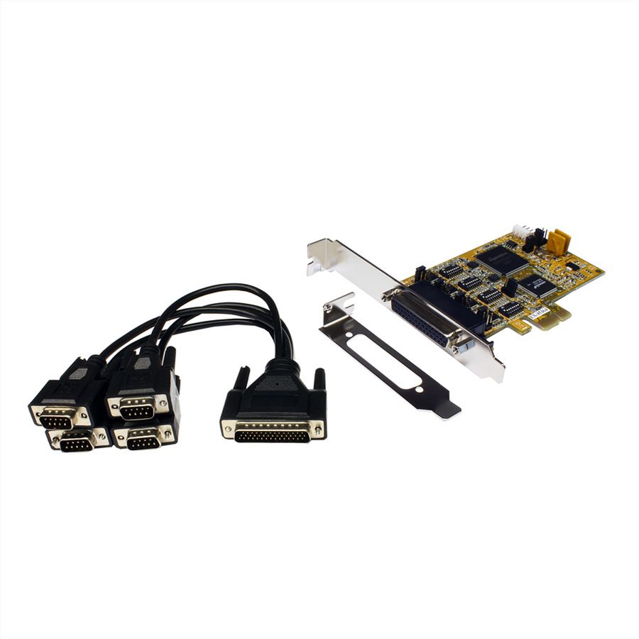 EXSYS EX-45364 Carte PCIe 4x RS-232/422/485 Low Profile, câble Octopus