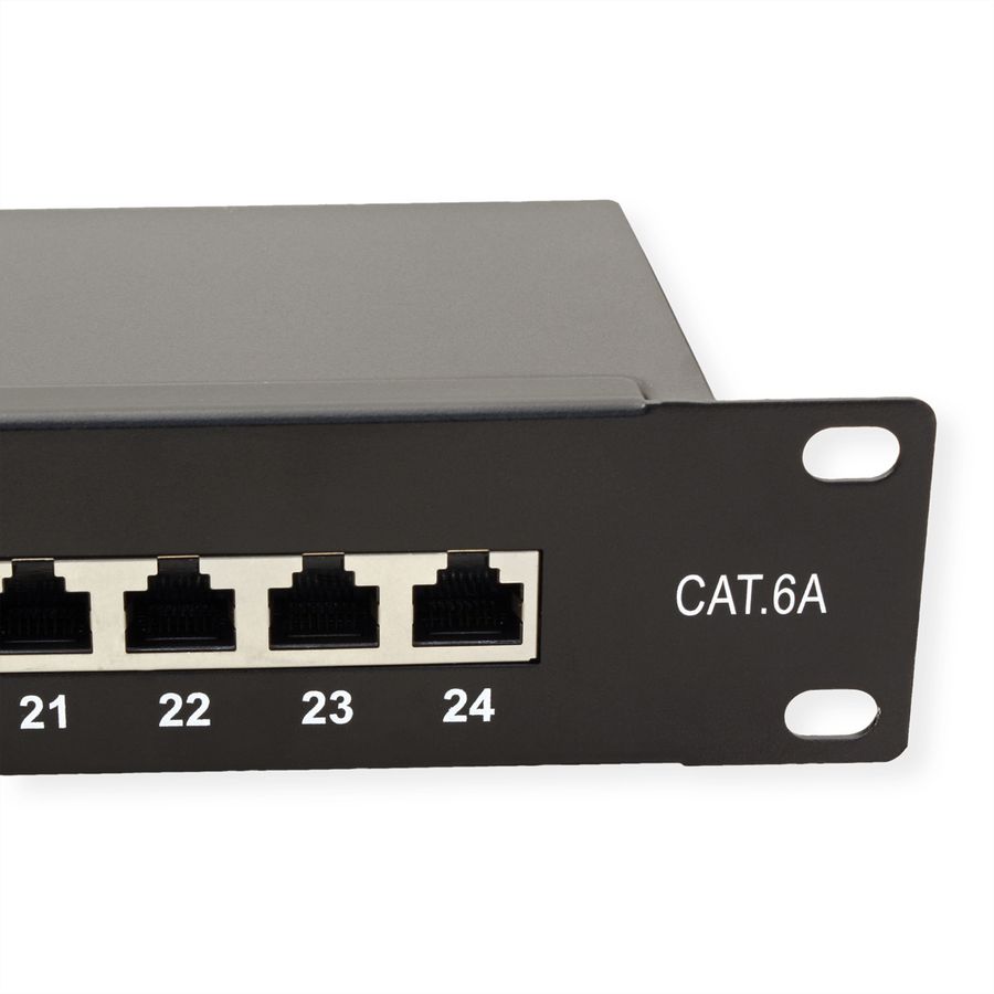 VALUE Panneau de brassage Cat.6A (Classe EA) 19", 24 ports, blindé, noir