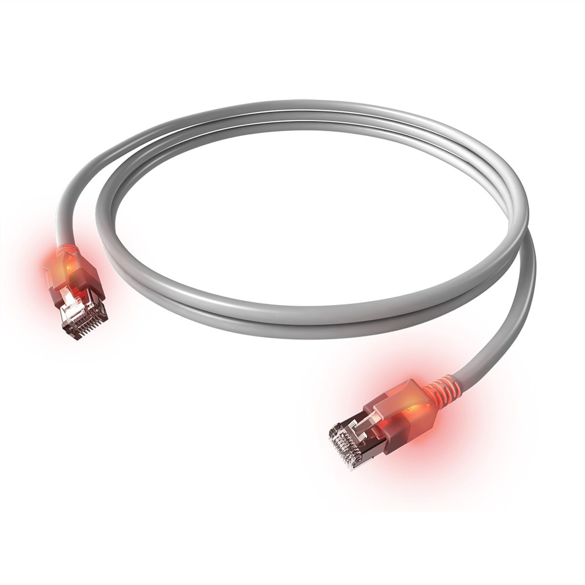 Cordon EasyLan DualBoot® LED Cat.6A (Classe EA) S/FTP, LSOH, gris, 3 m