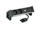 BACHMANN DESK2 ALU BLACK 2xUTE 1xUSBC 30W 0,2m GST18