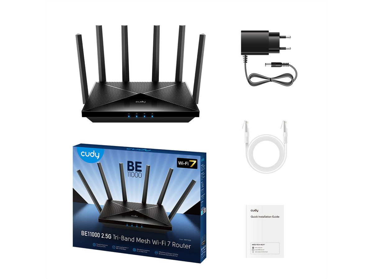 CUDY WR6500H BE6500 Routeur Mesh 2.5G Wi-Fi 7