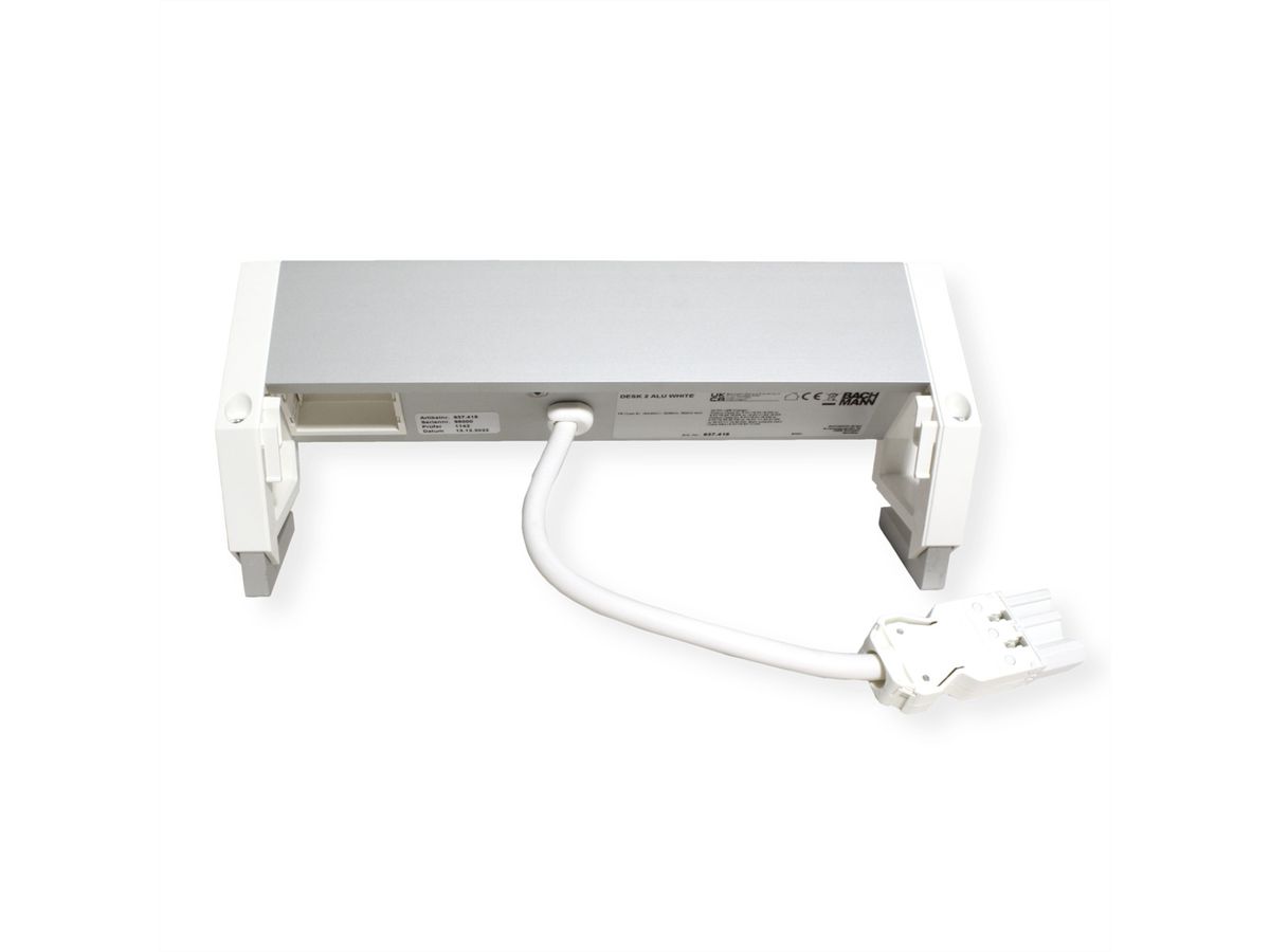 BACHMANN DESK2 ALU WHITE 2xUTE 1xCM 1xUSB A/C 22W 0,2m GST18