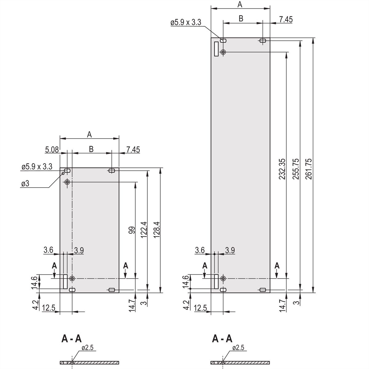 SCHROFF Plug-In Unit U-Profile Face avant pour IEL, IET, Type 2 Poignée, 6 U, 12 HP, 2,5 mm, Al, Anodisé frontal, Conducteur arrière