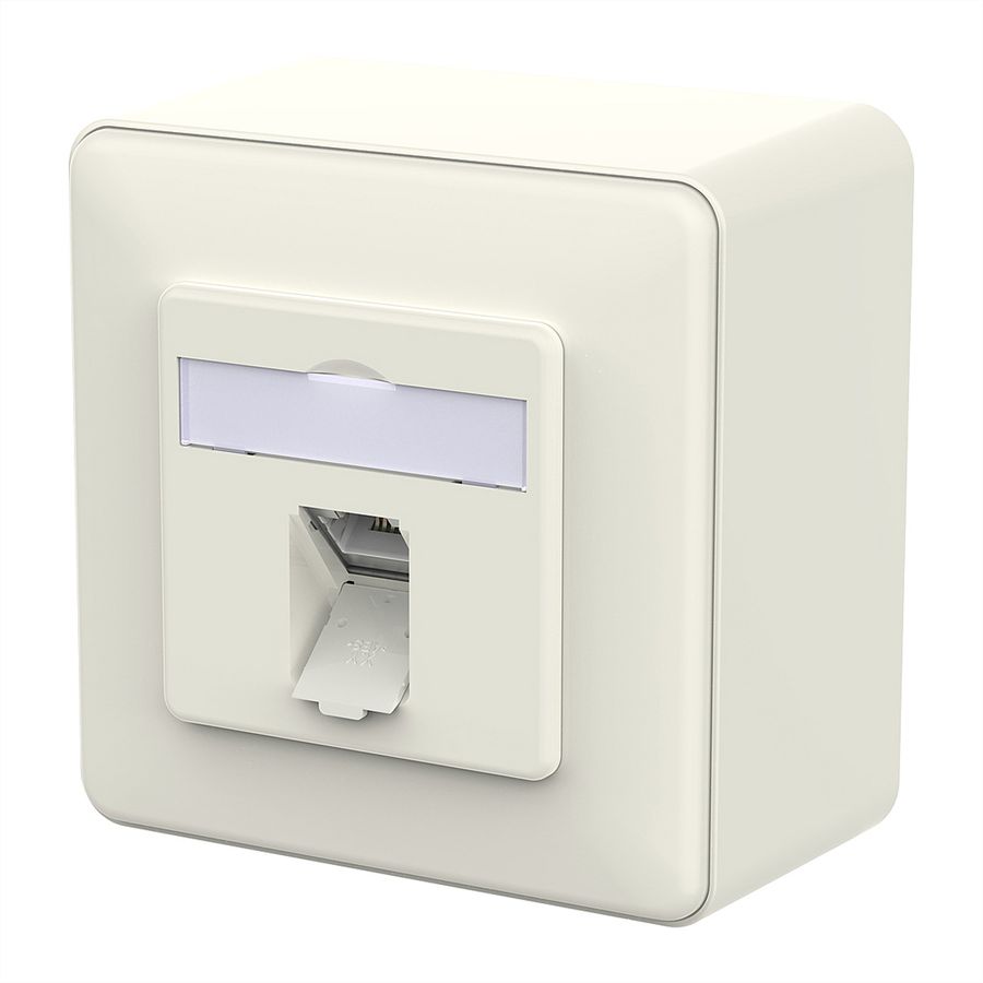 METZ CONNECT E-DAT C6A LSA++ Prise, 1 port, apparent (AP), blanc pur