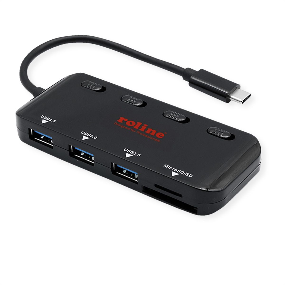 ROLINE Hub USB 3.2 Gen 1, 3 ports, type C, 1 port Cardreader