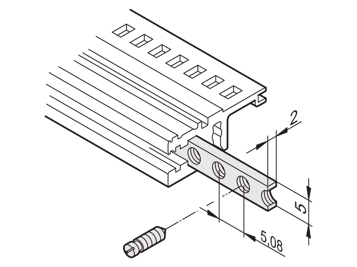 Rails horizontaux SCHROFF, insert fileté, M2.5, 42 HP