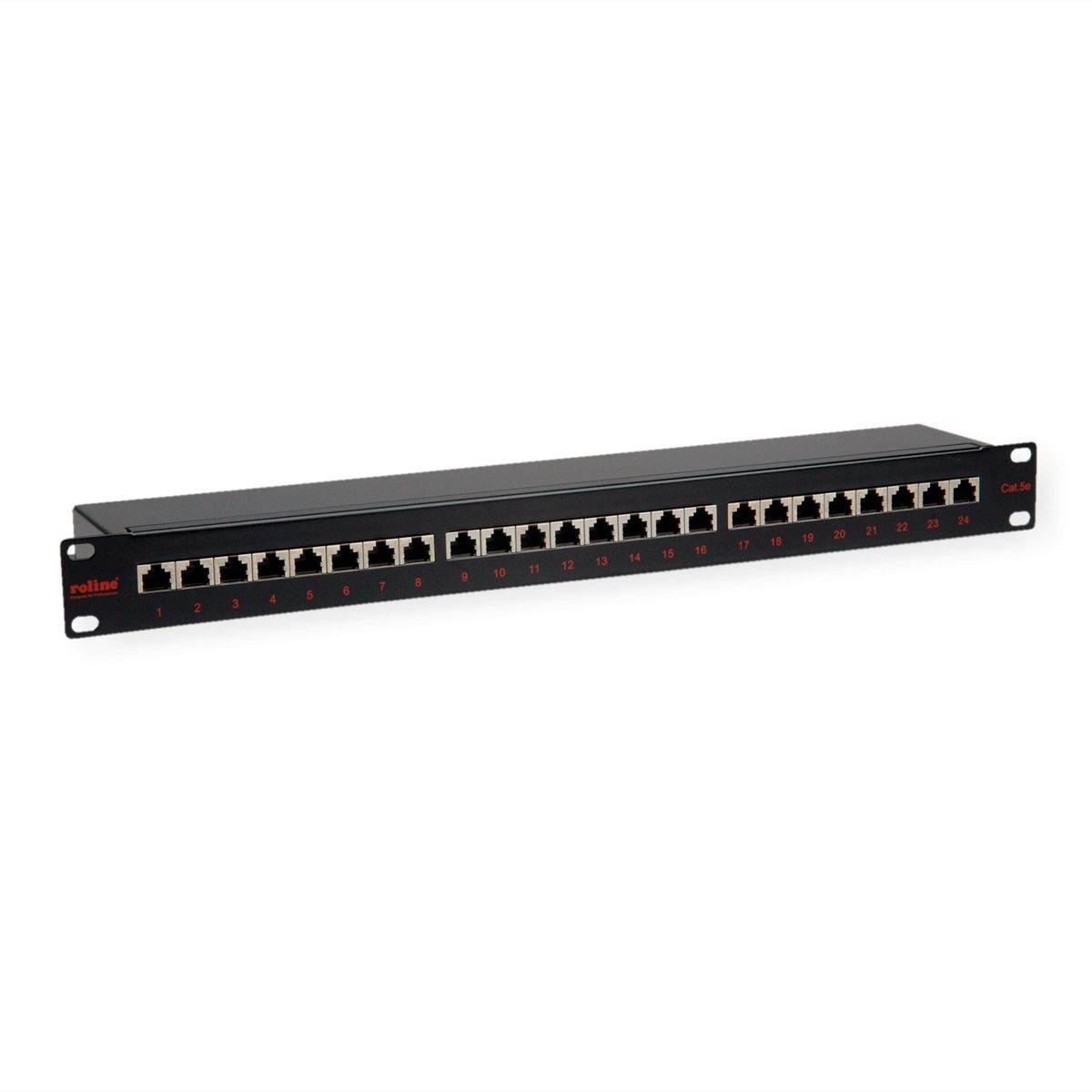 ROLINE Panneau de brassage 19", 1 UH, 24x RJ45, Cat.5e (Classe D), noir