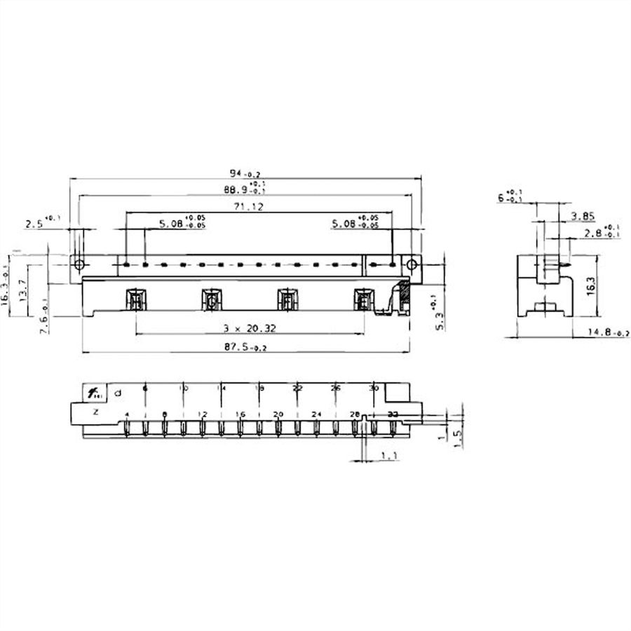 Connecteur SCHROFF de type H, EN 60603, DIN 41612, mâle, 15 contacts, longueur des broches 2.9 mm