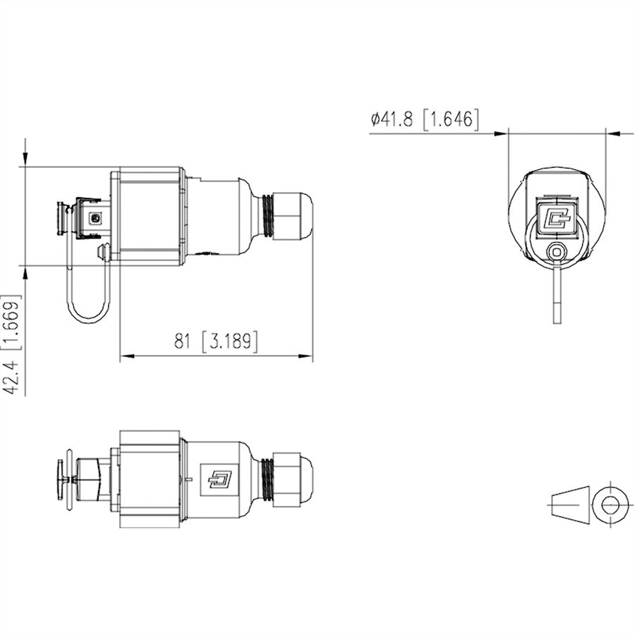 METZ CONNECT E-DAT Industry IP67 V4 coupleur de câbles, + RJ45 insert de field jack Cat.6 Class EA, T568B