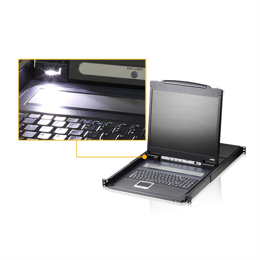 ATEN CL1308N Commutateur KVM, 48cm TFT, VGA, PS/2-USB, 8 ports, FR-Layout