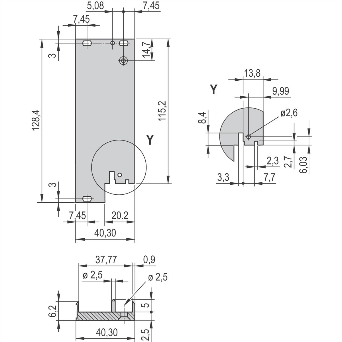 SCHROFF Plug-In Unit Kit avec poignée IEL pour E/S arrière, blindé, noir, 3 U, 8 HP