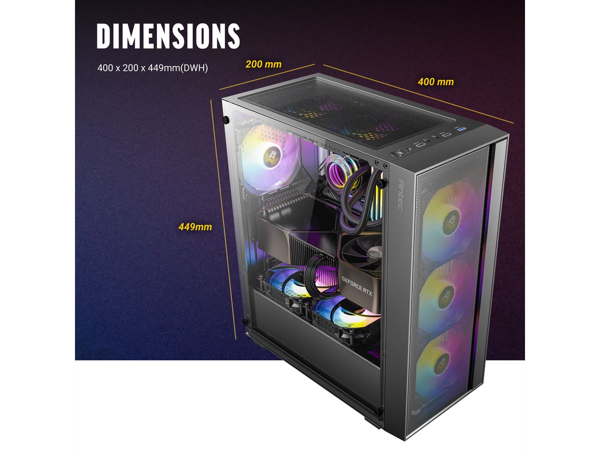 ANTEC AX65 ARGB Boîtier PC Midi Tower Gaming ATX, noir