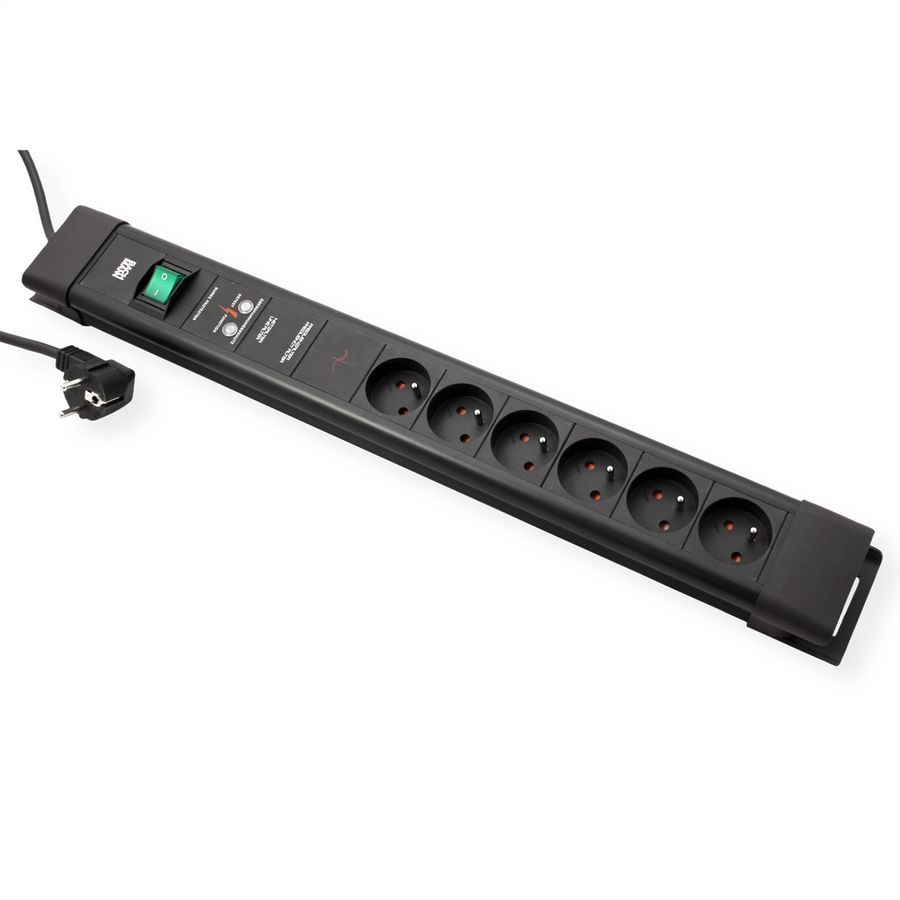 BACHMANN CONNECTUS 6xUTE , 1xGVS 1xinterrupteur 2,0m CEE7/7 noir