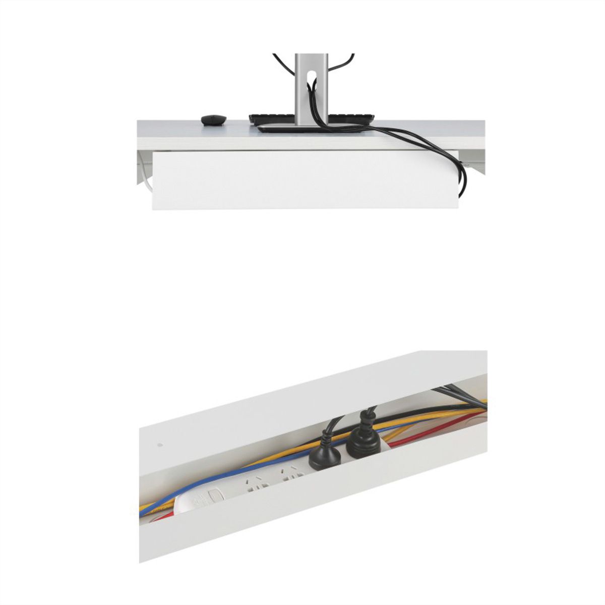 VALUE Canal de câbles, montage sous table, blanc