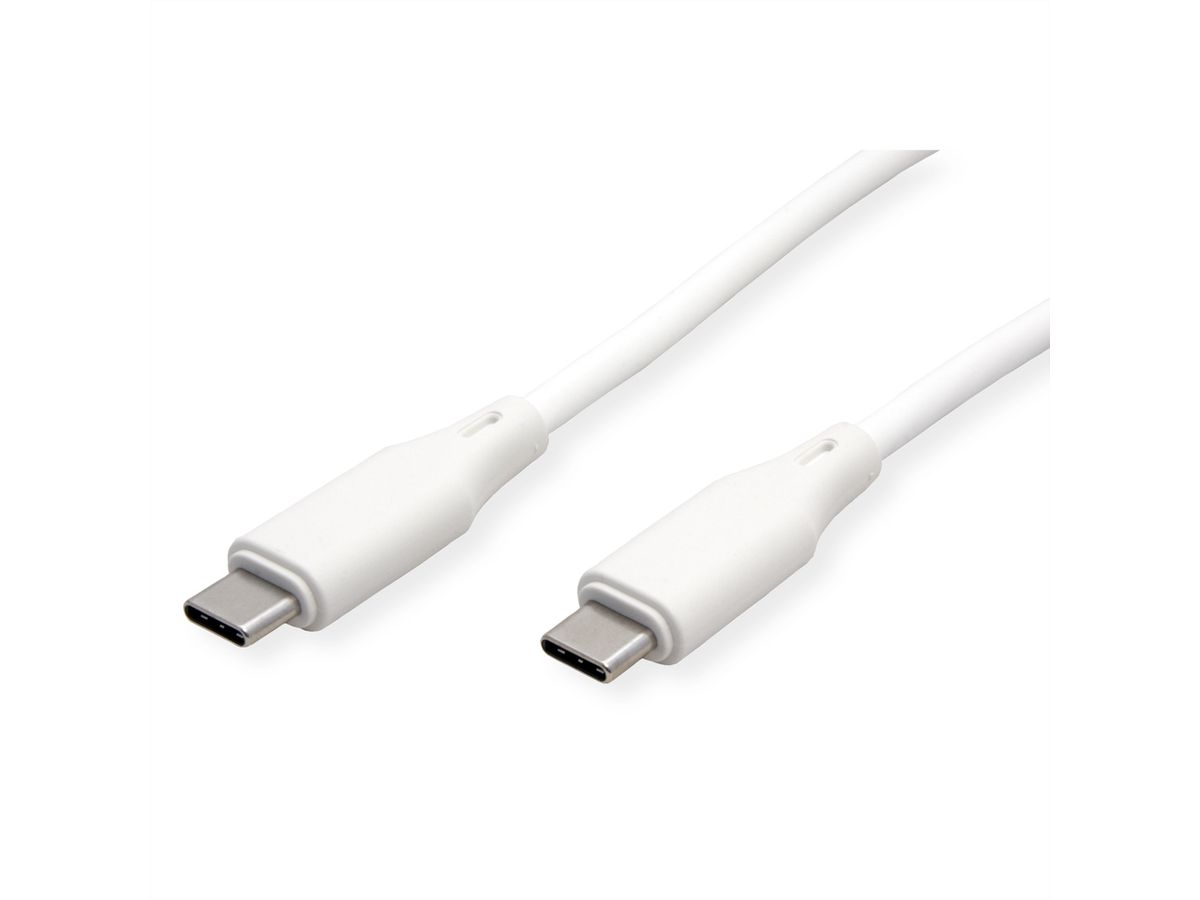 ROLINE Câble USB 2.0, C–C, M/M, silicone, 60W, blanc, 1 m