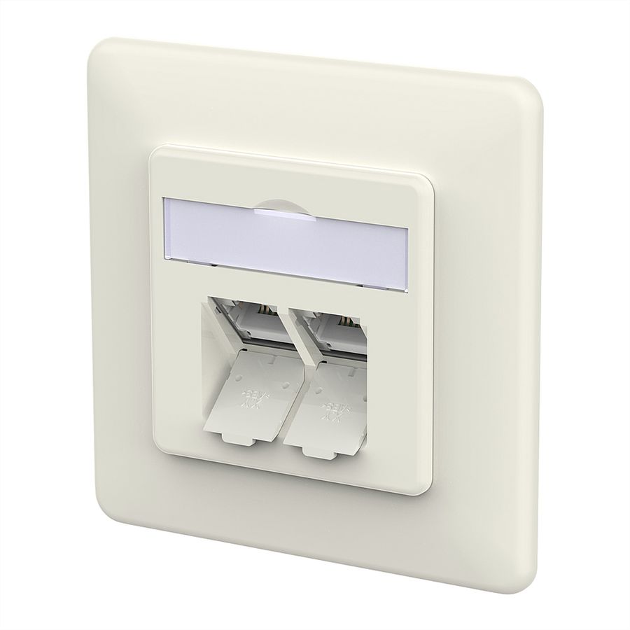 METZ CONNECT E-DAT C6A LSA++ Prise, 2 ports, encastré (UP), blanc pur