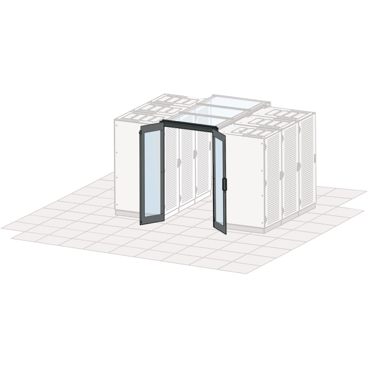 Porte coulissante SCHROFF pour le confinement d'allée, manuelle, 1200W, RAL 7021