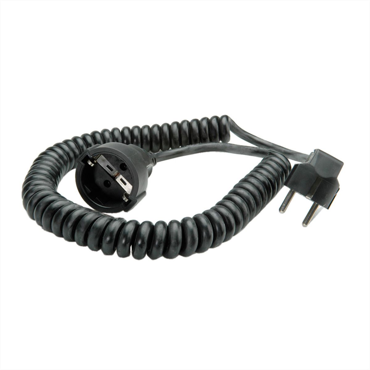 BACHMANN Câble prolongateur spirale 2P+T allemand, 230V/16A, noir, 4 m