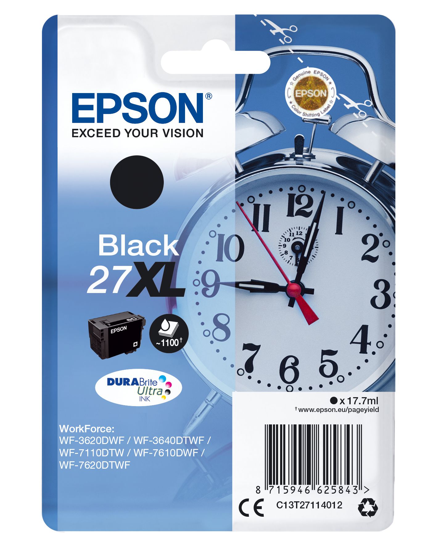 Epson Singlepack Black 27XL DURABrite Ultra Ink