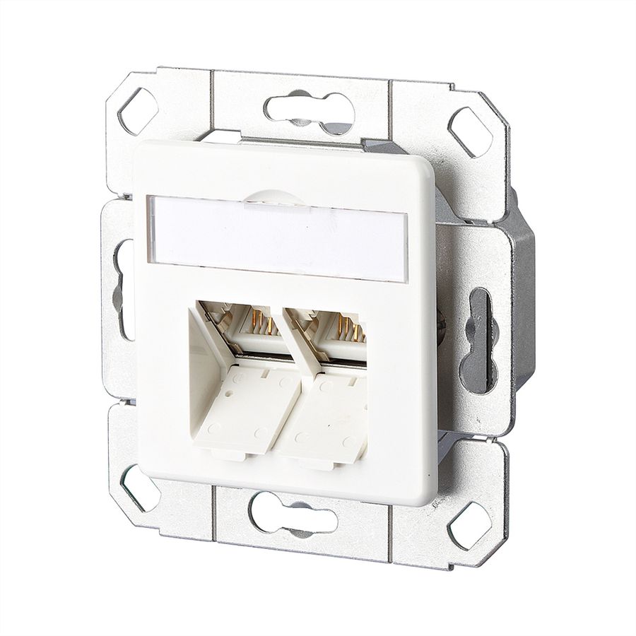 METZ CONNECT E-DAT C6 Prise, 2 ports, goulotte encastrée (UPk), blanc pur