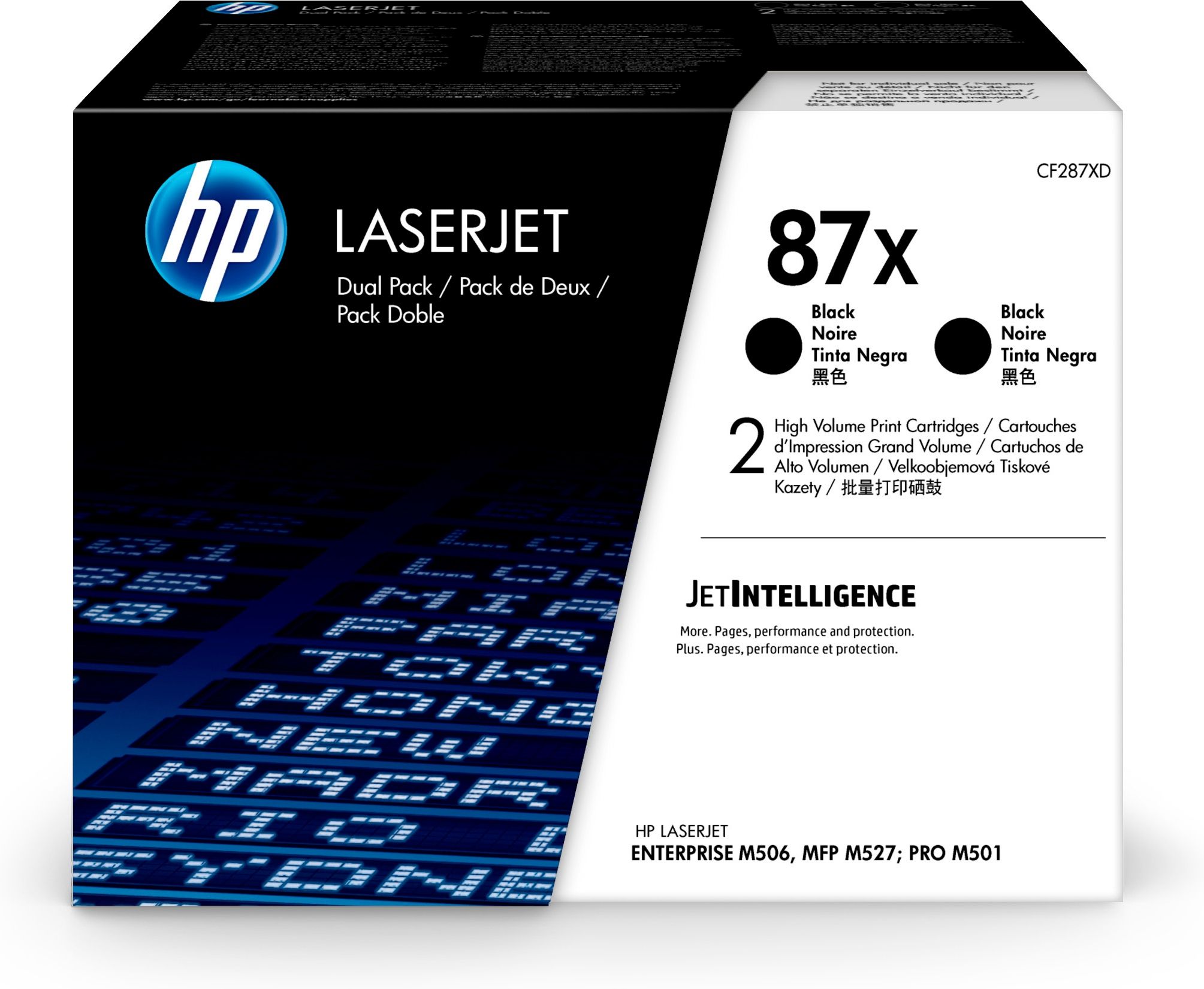 HP 87X LaserJet, lot de 2 cartouches de toner grande capacité authentiques, noir