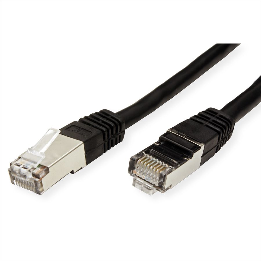 Cordon VALUE Cat.6 (Classe E) S/FTP (PiMF), noir, 1 m