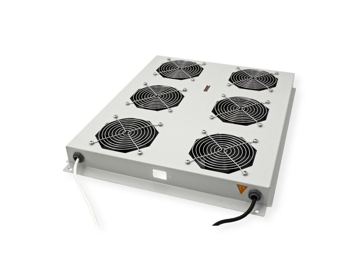 ROLINE 19" Unité de ventilation de toit, 6 ventilateurs, Thermostat pour baie serveur, grise