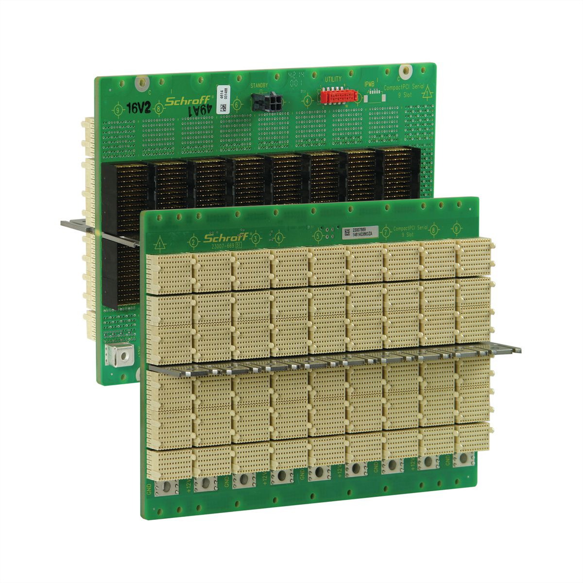 Carte-mère série CPCI SCHROFF, 3 U, 9 slots, System Slot Left, Single Star, avec RIO