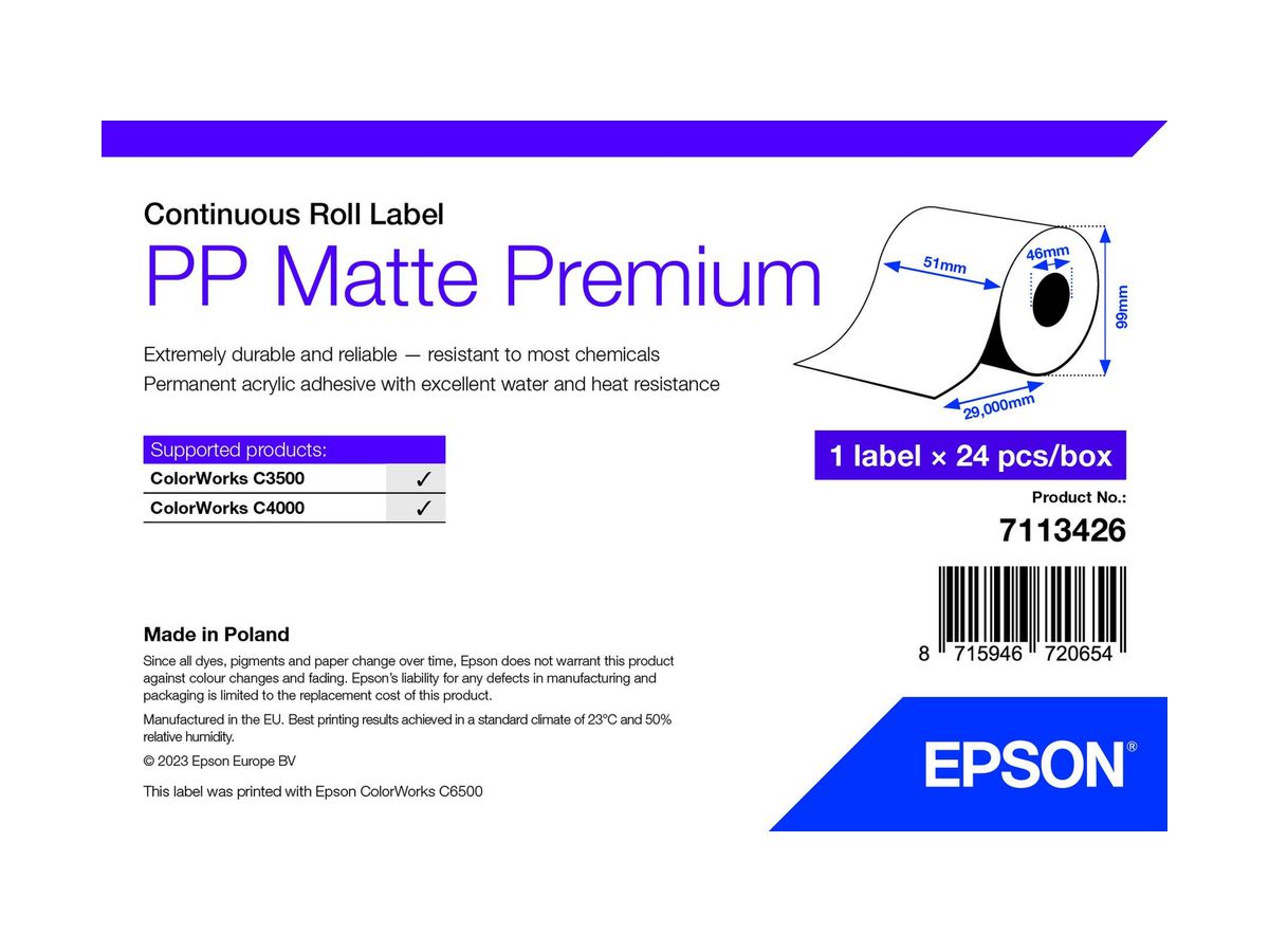 Epson 7113426 étiquette à imprimer Blanc Imprimante d'étiquette adhésive