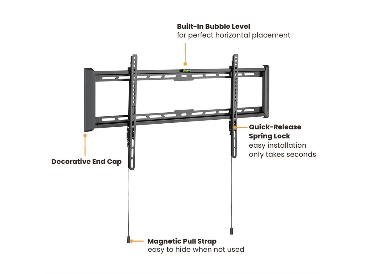 VALUE Support mural TV, distance murale de 27 mm, fixe, <228,6cm/90", <75kg