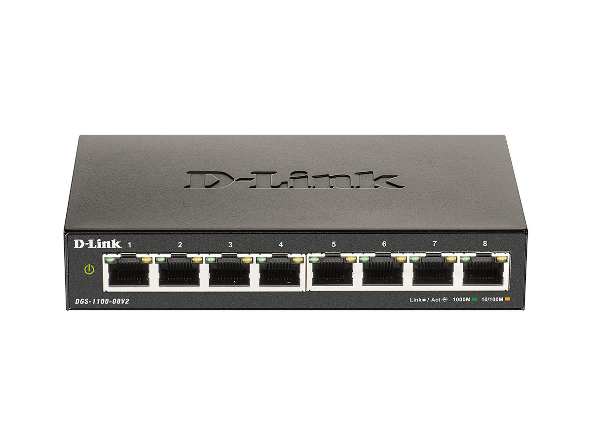 D-Link DGS-1100-08V2 commutateur réseau Géré Gigabit Ethernet (10/100/1000) Noir