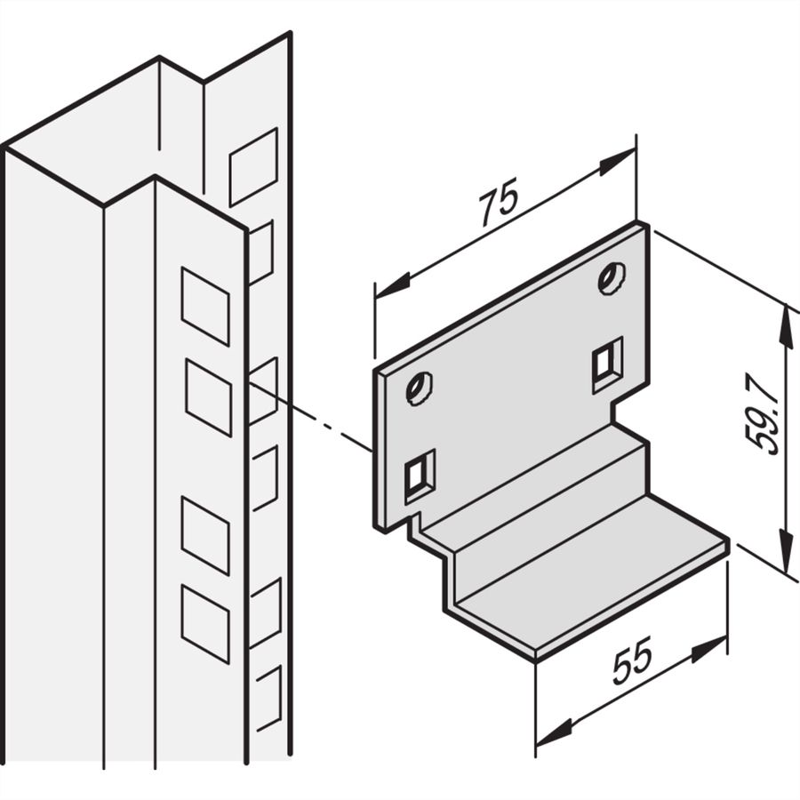 SCHROFF Eurorack Rail coulissant court, 1 pièce