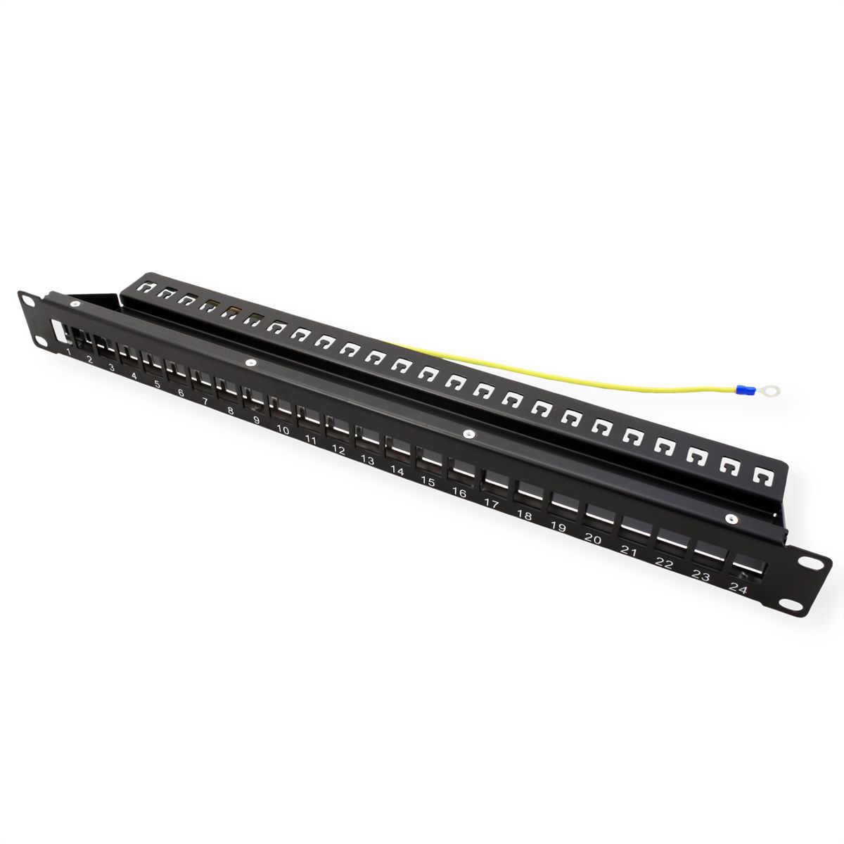 VALUE Panneau de brassage 19" pour keystones, 24 ports, 1U, blindé, noir