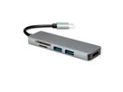 ROLINE Station d'accueil USB Type C, 4K HDMI, 2x USB 3.2 Gen 1, Card Reader