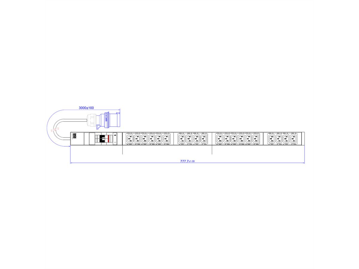 BACHMANN IT PDU ALU 1U 20x C13 2x CEE 32A bleu
